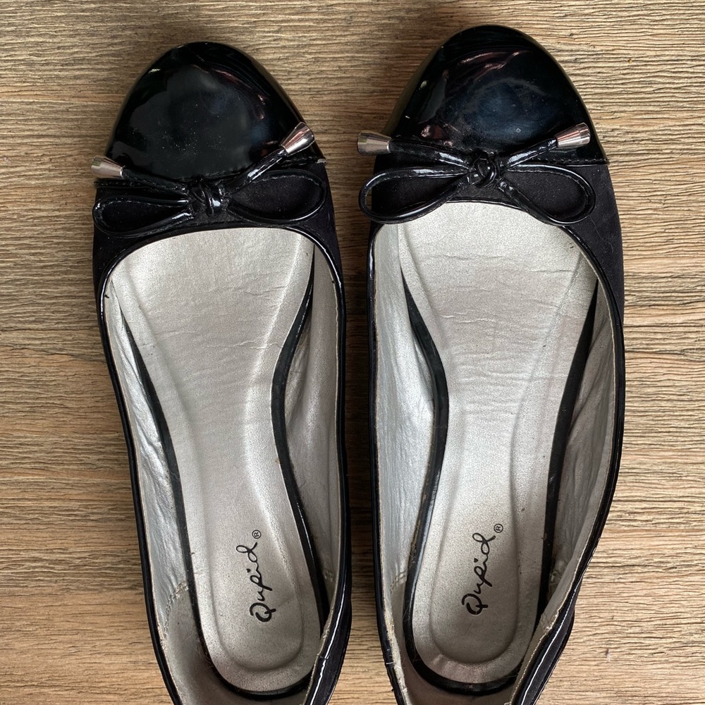 Qupid Black Bow tie flats